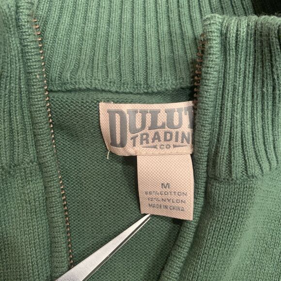 Duluth Trading Co. Sweater Mens M 1/4 Zip Long Sleeve High Neck Cotton Green - Picture 6 of 16